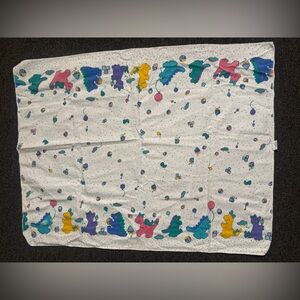 (2)Vintage Sprockets Mervyn's Dinosaur Baby Blanket 100% Cotton Made in USA EUC